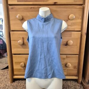 NEW Casly Lamiit Elegant Blue Mock Neck Tank Top Size M